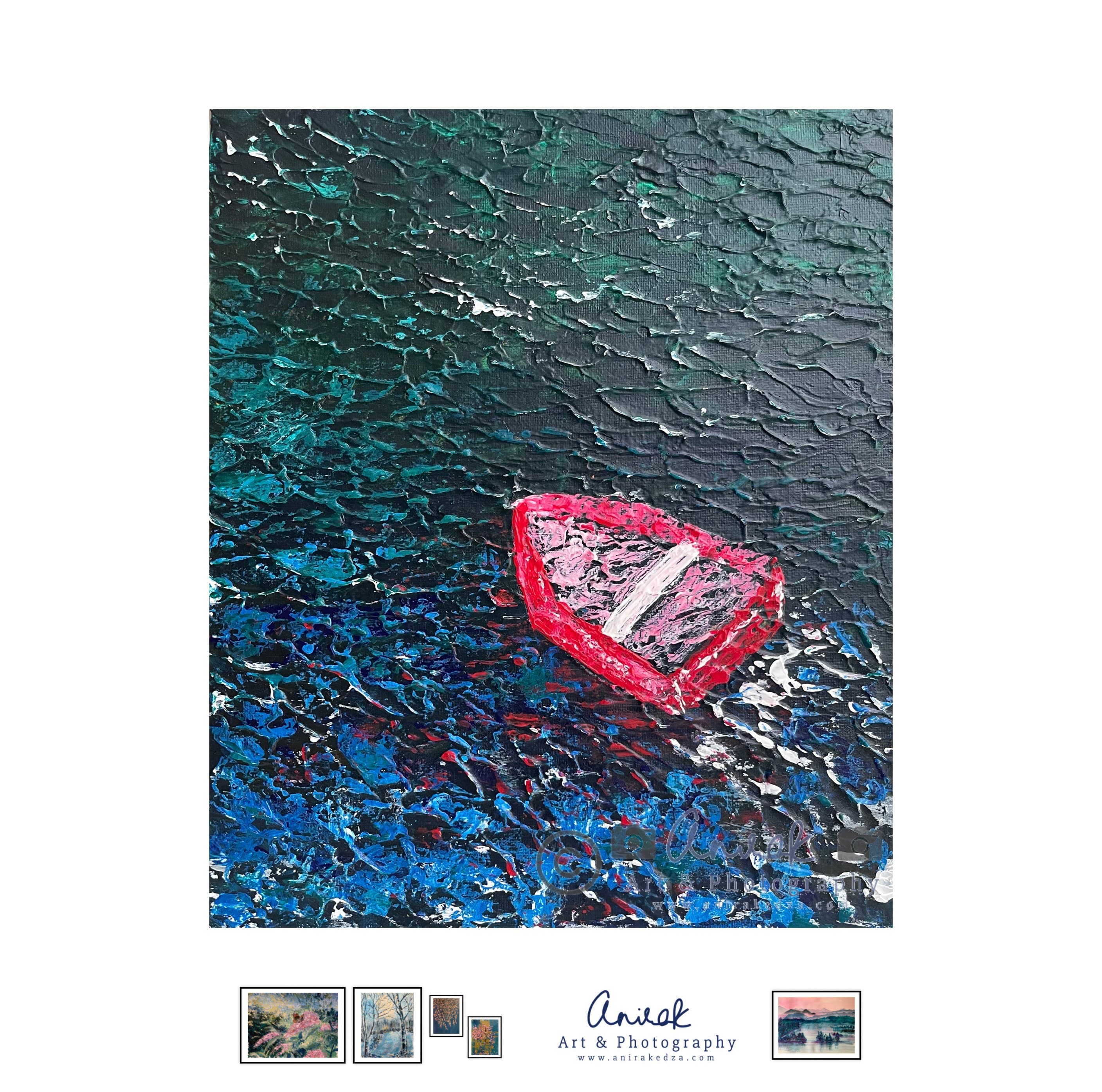 Reflections of a Red Boat — painting by Anirak Edza