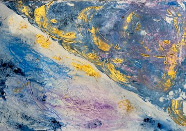 Abstract Blue and Gold Blush — painting by Anirak Edza