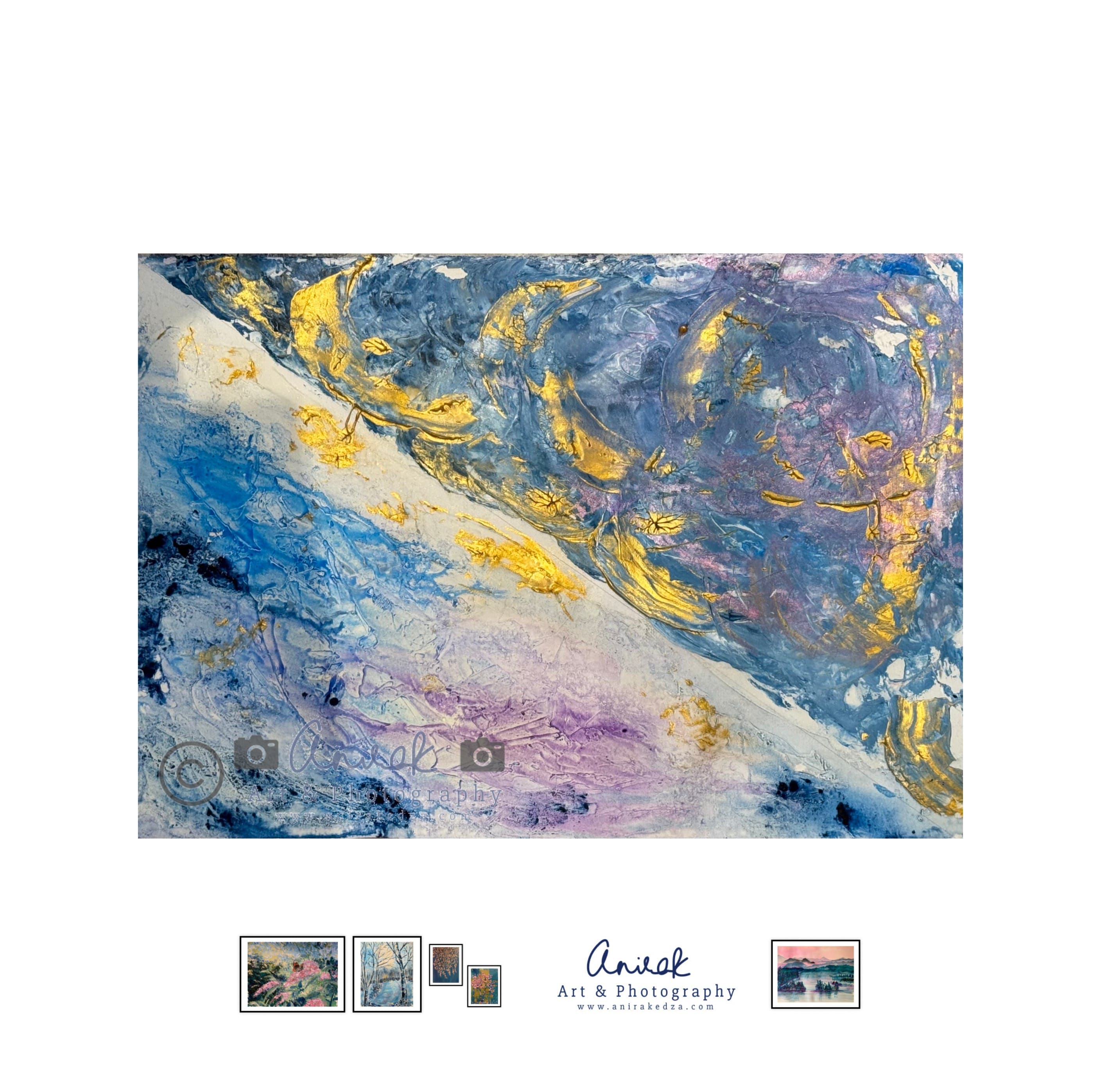 Abstract Blue and Gold Blush — painting by Anirak Edza