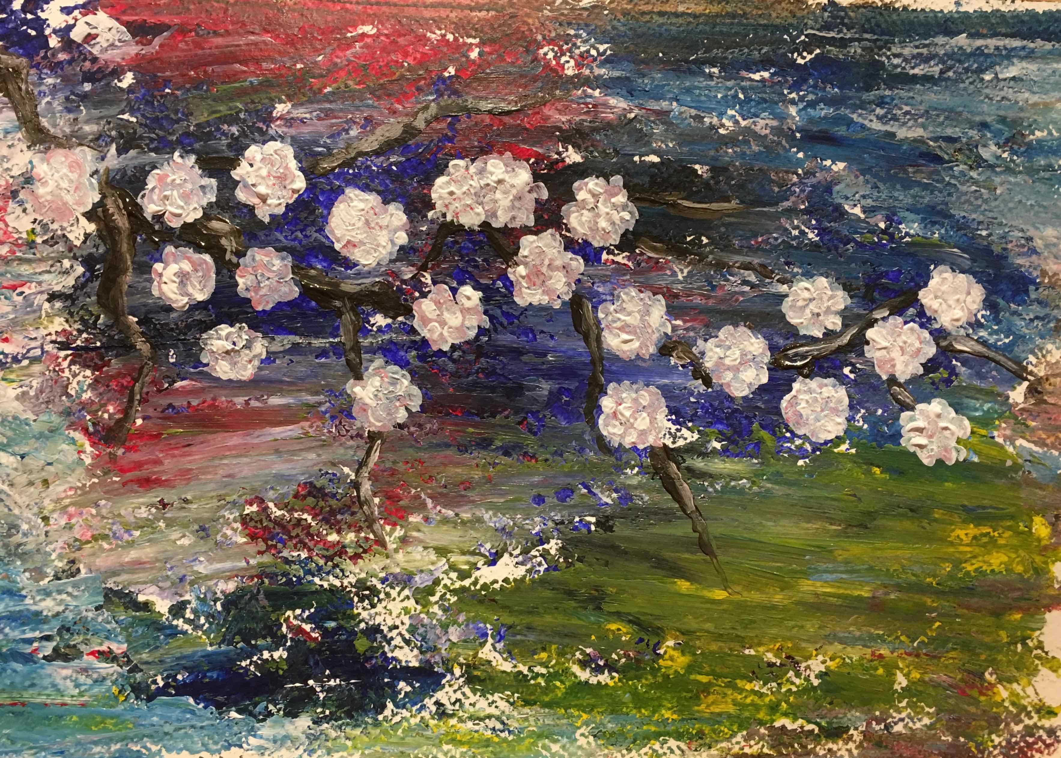 Blossoms across the sky — painting by Anirak Edza