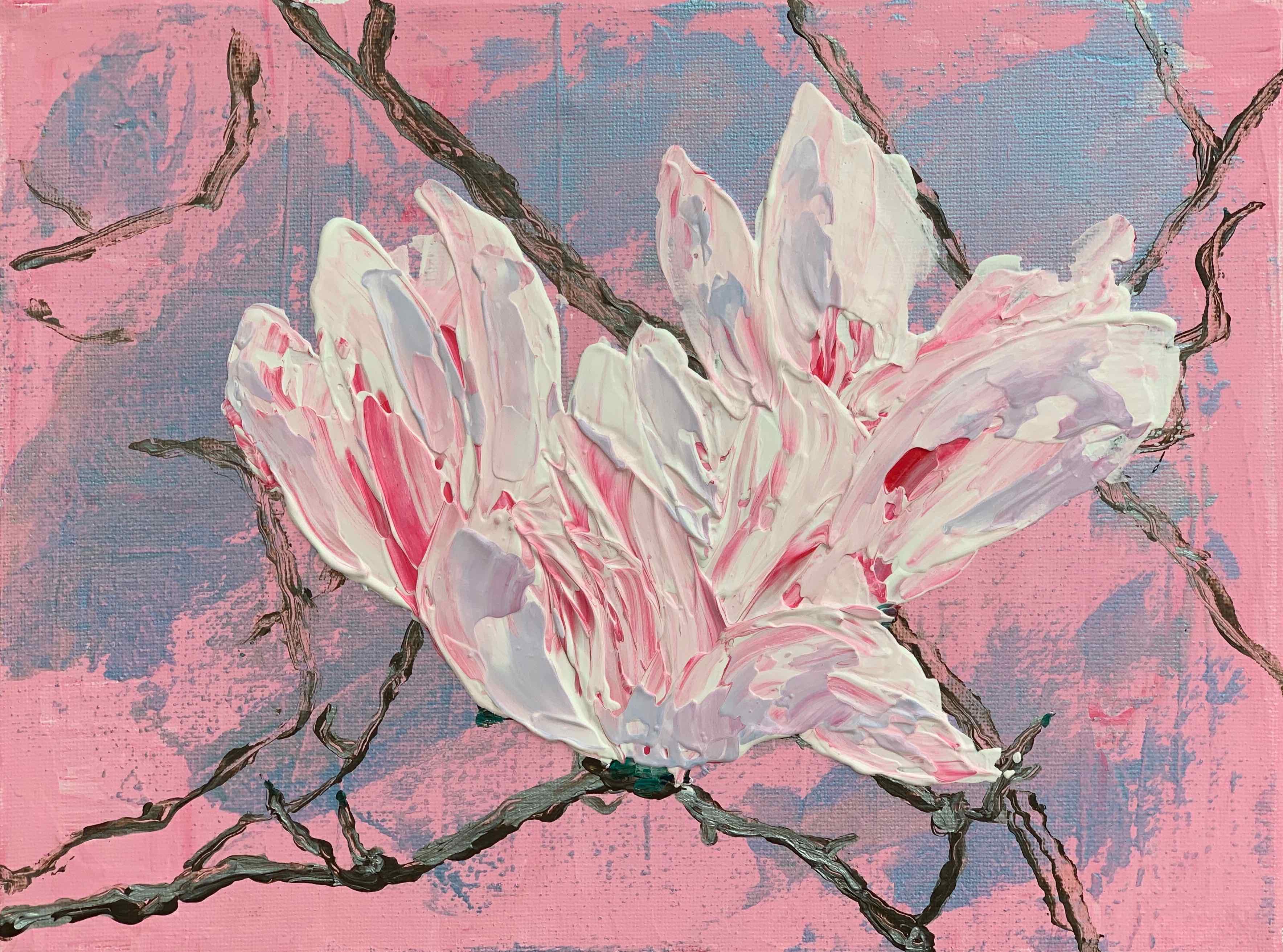 Magnolias budding Pink — painting by Anirak Edza