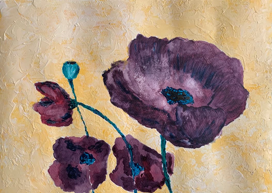 Purple Poppies — painting by Anirak Edza