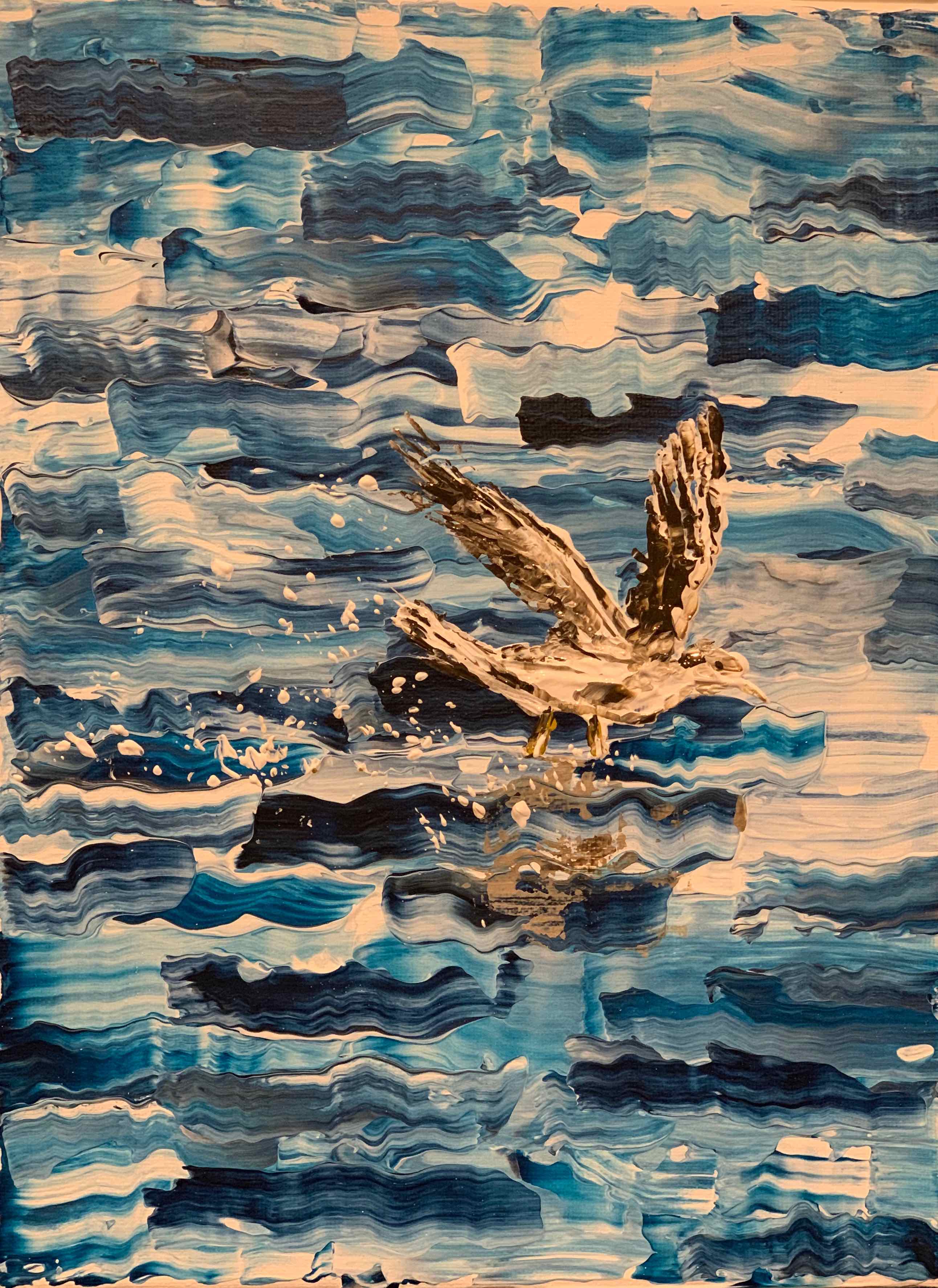 Seagull Skimming the Waves — painting by Anirak Edza