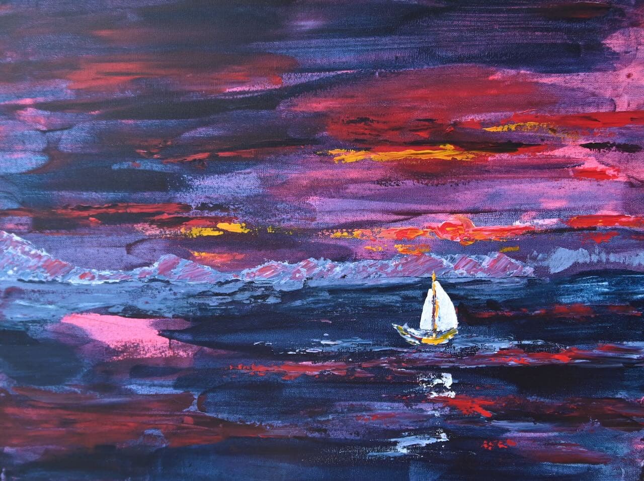 Magenta Sunset — painting by Anirak Edza
