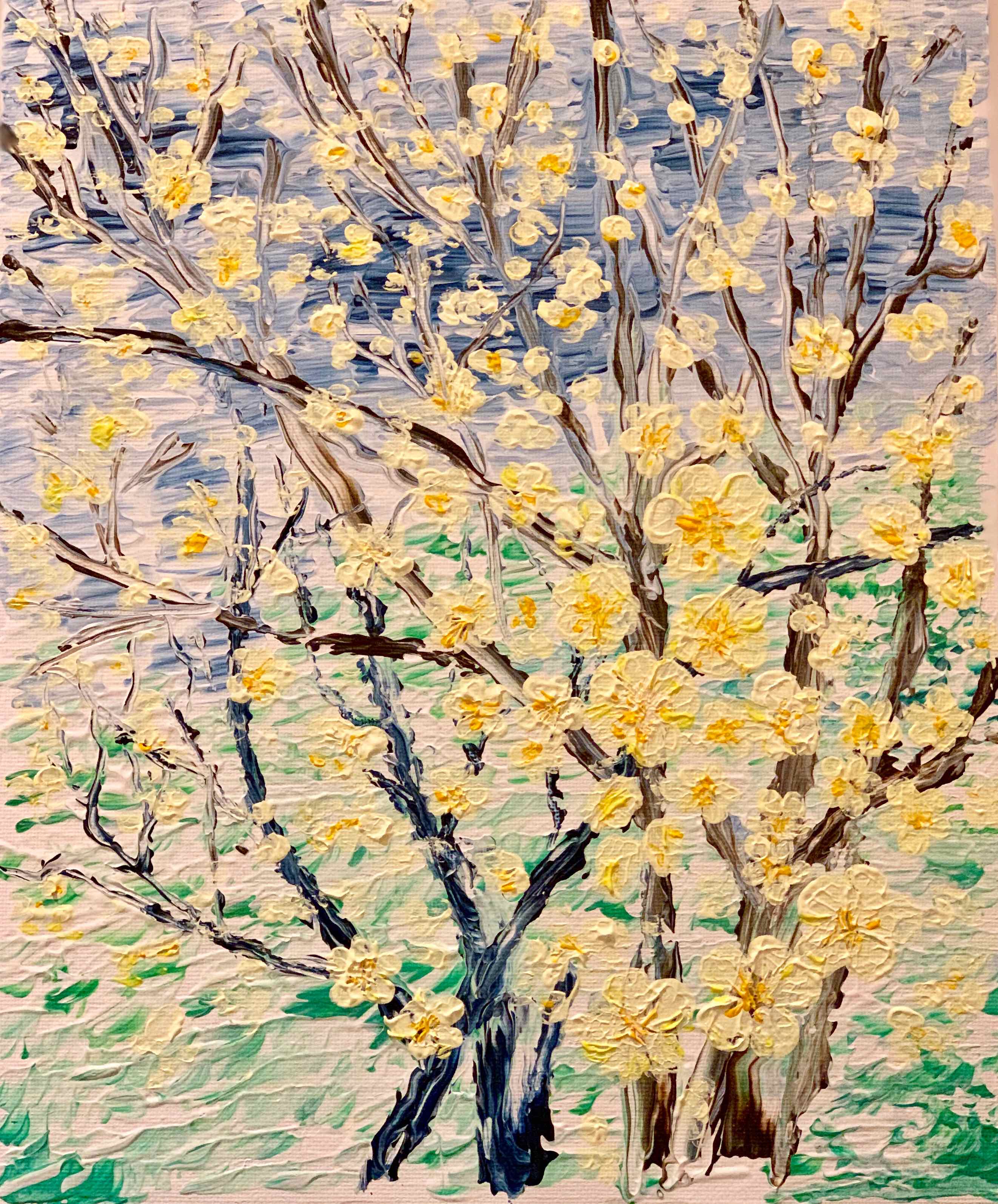 Yellow Blossoms in a Hurry — painting by Anirak Edza